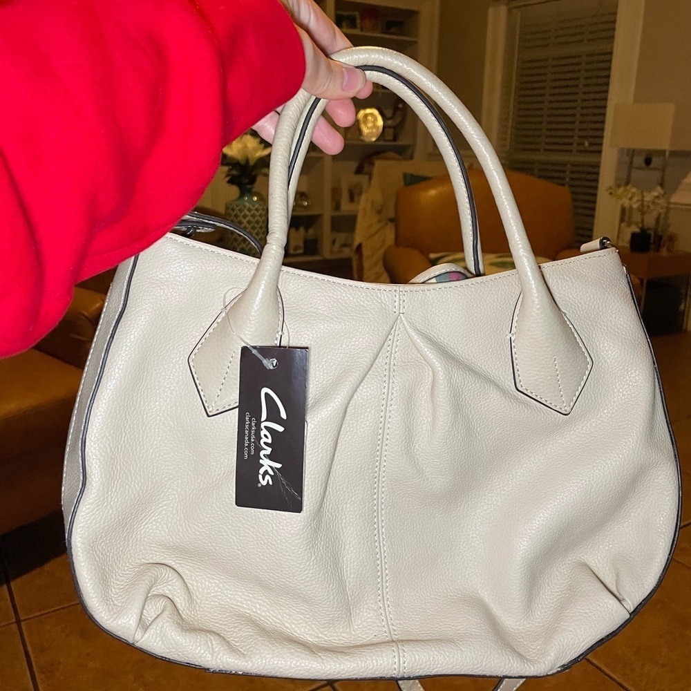 Clarks Beige Leather Tote Bag